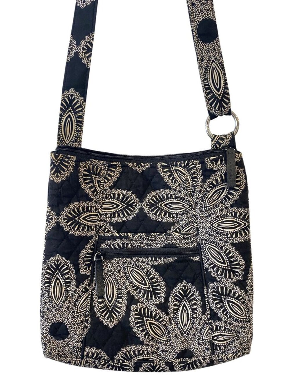 Vera Bradley Blanco Bouquet Black White Floral Crossbody Quilted Purse Bag